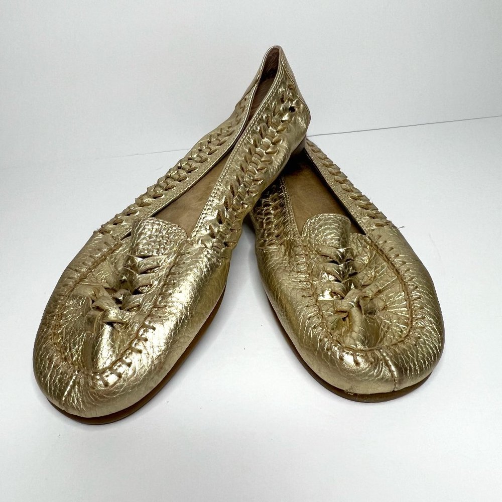Women's Signature by Aerosoles Solo Blast Gold Leather Loafers 11M